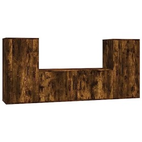 Centres de divertissement et meubles TV, ensemble de meubles TV 3 pièces en chêne fumé