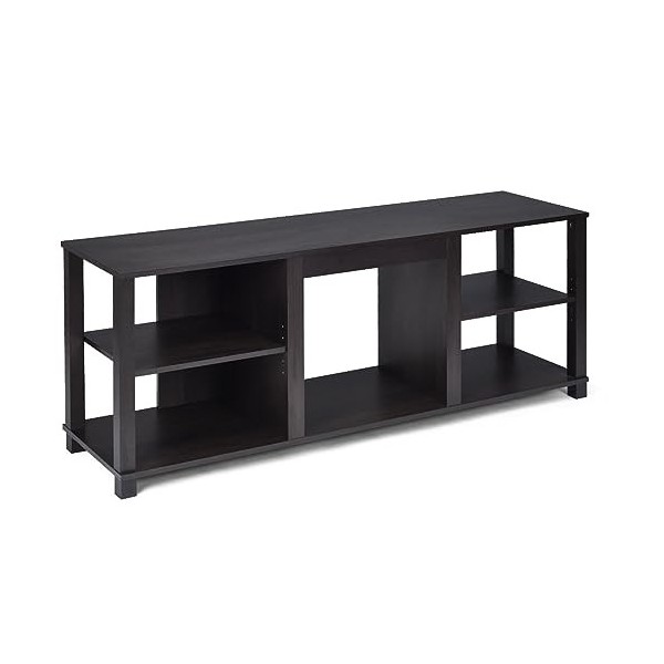 KOMFOTTEU Meuble TV avec Un Étagère de Cheminée Électrique, Banc TV en Bois avec 2 Planche réglables et Amovible, Table TV, 2