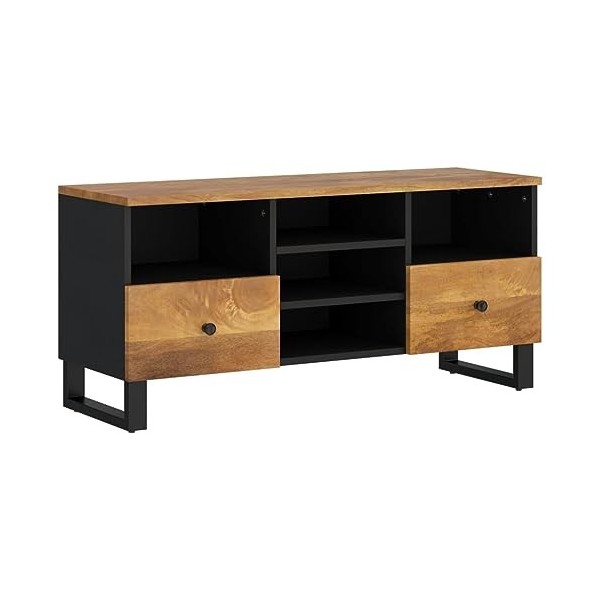 DIGBYS Meuble TV 100 x 33 x 46 cm en bois massif de manguier et bois dingénierie