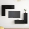SEVSO Furniture-sets-Meuble TV 4 pièces en bois Noir