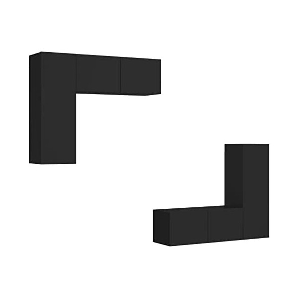 SEVSO Furniture-sets-Meuble TV 4 pièces en bois Noir