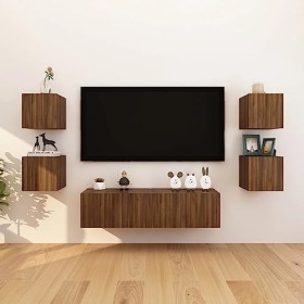 SMTSEC Meuble TV mural 8 pièces Chêne marron 30,5x30x30 cm