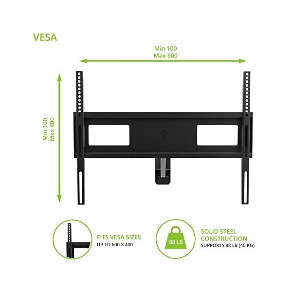 Kanto Fmc1&nbsp;télescopique TV dangle Support de Fixation pour 101,6&nbsp;cm à 152,4&nbsp;cm téléviseurs à écran Plat d