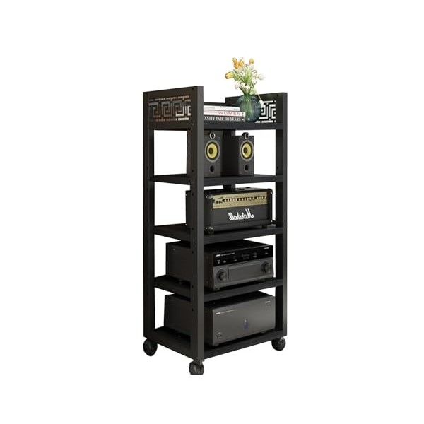 YCOVSFP Armoire Multimédia AV À 5 Niveaux, Meuble TV De Jeu Et Tour Audio Stéréo avec Planches en Bois Réglables en Hauteur f