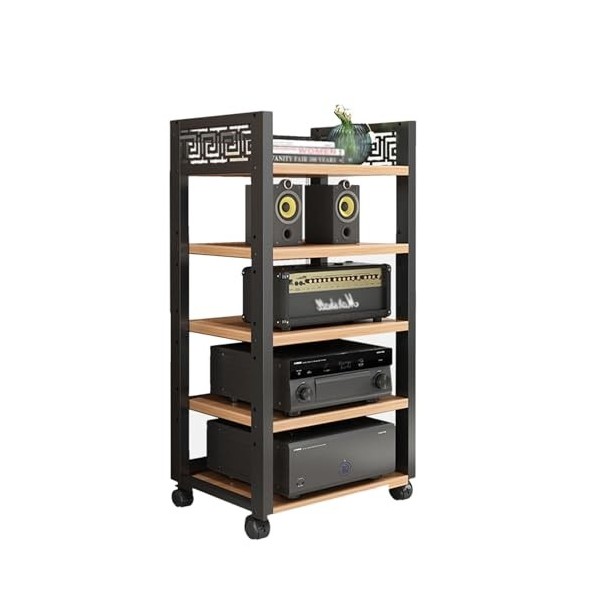 YCOVSFP Armoire Multimédia AV À 5 Niveaux, Meuble TV De Jeu Et Tour Audio Stéréo avec Planches en Bois Réglables en Hauteur f