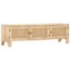 finlon Meuble TV en Bois 140x40 cm avec Cannage Naturel |Support pour Meuble TV Console en Bois Et Cannage-Brun