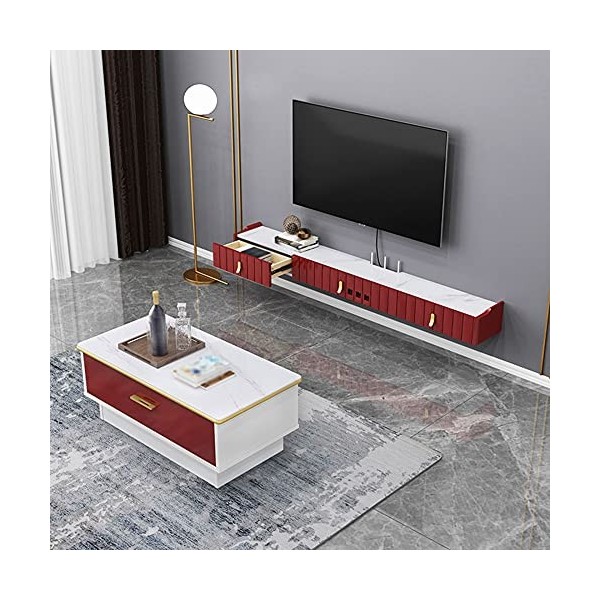 Meuble TV Flottant, Ne Bloquez Pas Le Signal Design Routeur Meuble TV Mural avec Tiroirs, pour Salon Salle De Divertissement/
