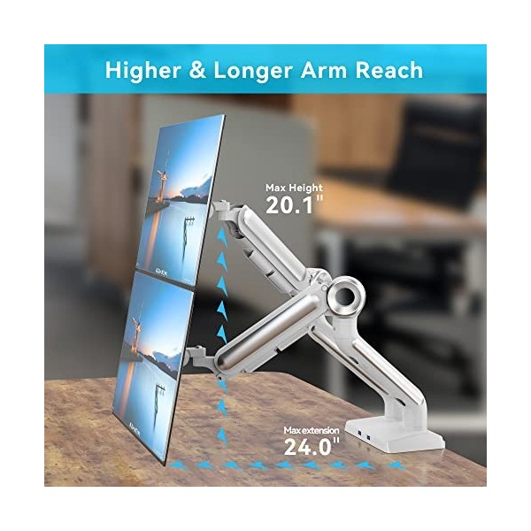 SHOPPINGALL SA-GE62U Support de moniteur double robuste pour écrans compatibles VESA de 13 à 35" - Chaque bras pneumatique à 