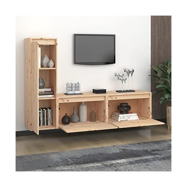 Goliraya Meubles TV Armoires Suspendues Armoires Flottantes pour TV Bois Massif de pin 8 pcs