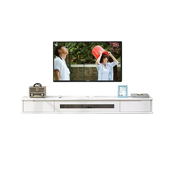 Meuble TV Mural Console multimédia Murale avec 2 Tiroirs, Meuble TV Mural Flottant de 47,2 Pouces, Étagère TV Flottante Centr