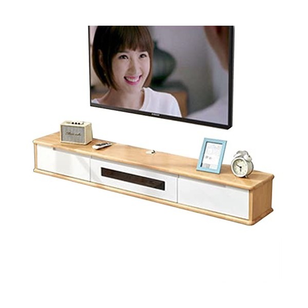 Meuble TV Mural Console multimédia Murale avec 2 Tiroirs, Meuble TV Mural Flottant de 47,2 Pouces, Étagère TV Flottante Centr