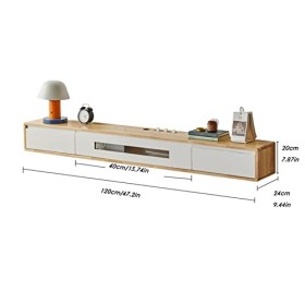 Meuble TV Mural Console multimédia Murale avec 2 Tiroirs, Meuble TV Mural Flottant de 47,2 Pouces, Étagère TV Flottante Centr