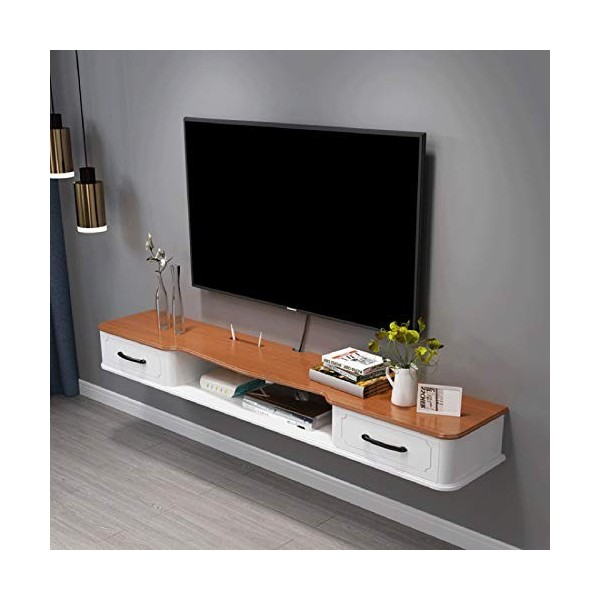 Meuble TV, Lowboard TV, Étagères flottantes, Meuble TV Mural 43,3/51,1/59 Pouces, Support multimédia Moderne pour Centre de D