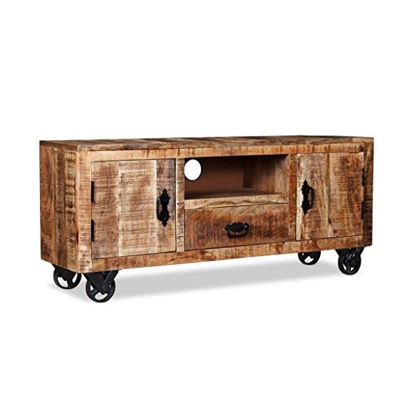xingshuoonline Meuble pour la TV en Bois de Manche Raquettes 120&nbsp;x 30&nbsp;x 50&nbsp;cm Meuble TV avec 4&nbsp;Roues de Fer