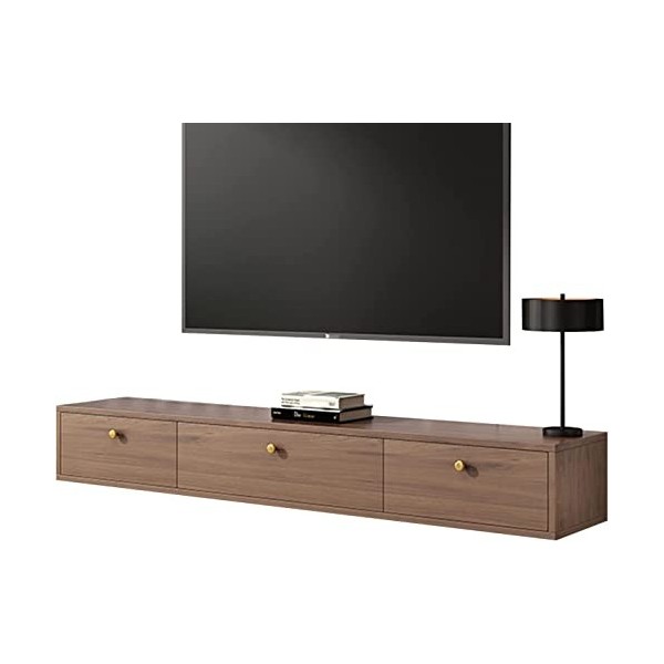 Meuble TV Mural 55,1" Étagère Flottante pour Composants de Meuble TV, Meuble TV Mural 55,1" avec 2 tiroirs, étagère de Rangem