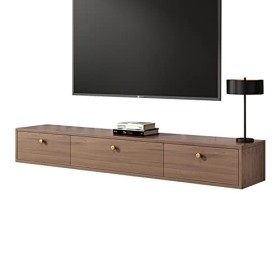 Meuble TV Mural 55,1" Étagère Flottante pour Composants de Meuble TV, Meuble TV Mural 55,1" avec 2 tiroirs, étagère de Rangem