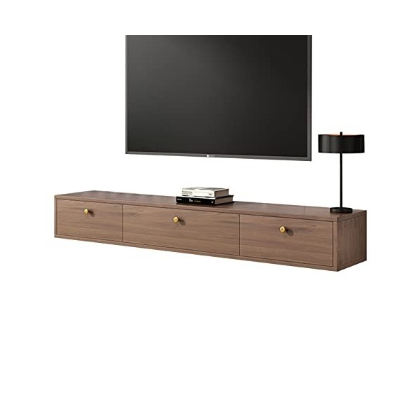 Meuble TV Mural 55,1" Étagère Flottante pour Composants de Meuble TV, Meuble TV Mural 55,1" avec 2 tiroirs, étagère de Rangem