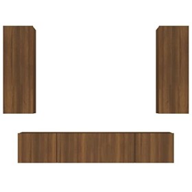 DCRAF Home Hardware Businese Meuble TV 4 pièces Chêne Marron