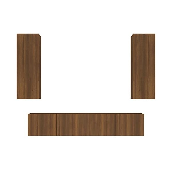 DCRAF Home Hardware Businese Meuble TV 4 pièces Chêne Marron