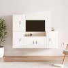 DCRAF Home Hardware Businese Meuble TV 4 pièces en bois Blanc brillant