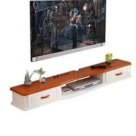 XIBANY Meuble TV Mural Meuble TV Flottant pour Salon Chambre, Centre De Divertissement Mural avec 2 Tiroirs, 47,2/55,1 Co