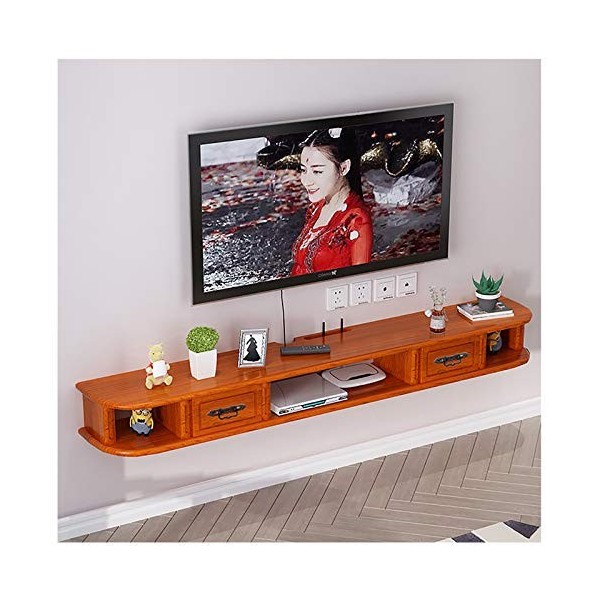 Meuble TV, Lowboard TV, étagères flottantes, étagère Flottante pour Composants de Meuble TV, Blanc et Marron, Console multimé