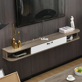 Meuble TV Mural Meuble TV Flottant Fixé au Mur, Meuble TV Mural avec 1 Porte, Étagère de Rangement Multimédia pour Salon et C