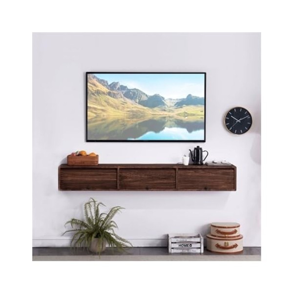 Meubles TV Meuble TV flottant 59/70,8 avec 3 portes darmoire, centre de divertissement mural avec étagère ouverte de ran