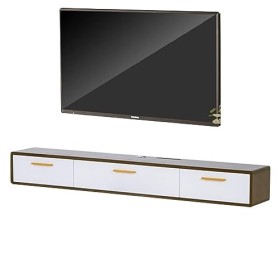 Meuble TV Flottant Mural – Meuble TV Bas, Meuble TV, Meuble TV Suspendu En Bois Massif, 120/140cm Console Multimédia Rustique