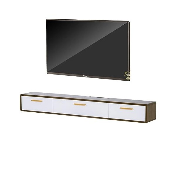 Meuble TV Flottant Mural – Meuble TV Bas, Meuble TV, Meuble TV Suspendu En Bois Massif, 120/140cm Console Multimédia Rustique