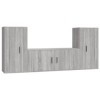 WOODEY Meuble TV 3 pièces Gris Sonoma Meuble en bois dingénierie