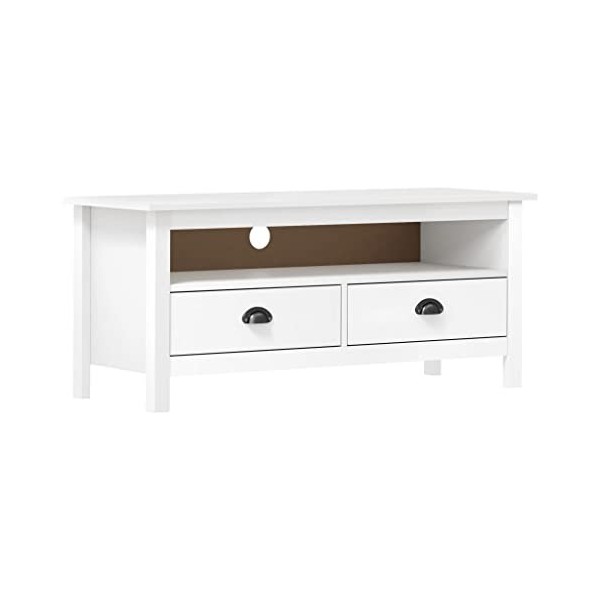 vidaXL Meuble TV Armoire Basse Meuble Divertissement avec 2 Tiroirs et 1 Compartiment Salon Intérieur Marron Miel 110x40x47 c