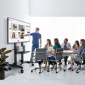 RFIVER Grand Meuble TV Mobile pour 50-100 Pouces Téléviseur Plasma LCD LED OLED, Support TV roulettes pour Aéroport, Salle de