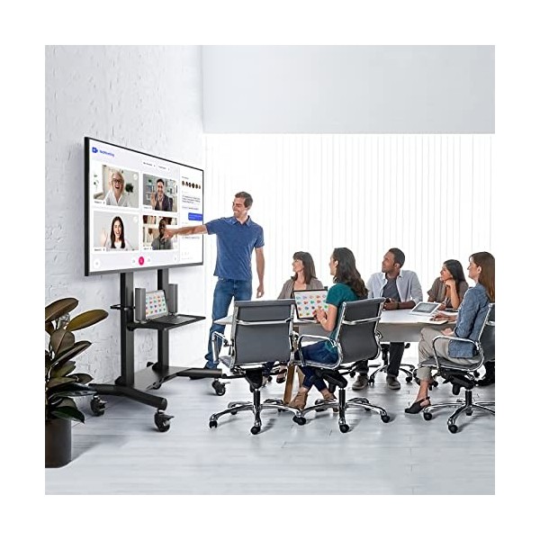 RFIVER Grand Meuble TV Mobile pour 50-100 Pouces Téléviseur Plasma LCD LED OLED, Support TV roulettes pour Aéroport, Salle de