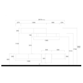 Tousmesmeubles Composition TV 4 Portes Bronze/Chêne Noisette - Imola - L 262 x l 30 x H 185 cm - Neuf