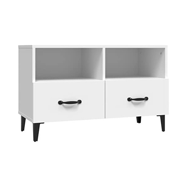 Keyur Meuble TV, Banc TV Buffet Bas Support de Télévision Meuble Télé Meuble TV Blanc 80x36x50 cm Bois dingénierie