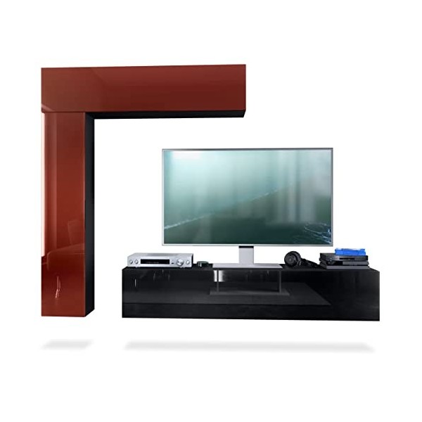 Vladon Meuble-paroi Taurito, Noir Mat/Blanc Haute Brillance - Meuble-paroi Moderne pour Votre Salon 320 x 182 x 39 cm 