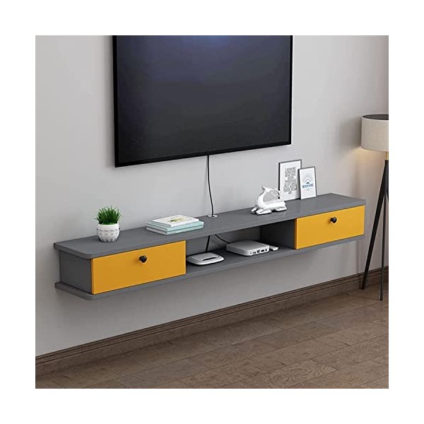 HeEdz Étagère Murale Flottante pour Composants, Console multimédia, Centre de Divertissement, Jeu, Grande étagère de Rangemen