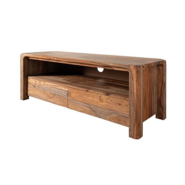 Meuble TV - Bois Massif de Palissandre huilé Gris Taupe - Bueno 2002