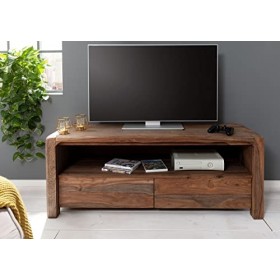 Meuble TV - Bois Massif de Palissandre huilé Gris Taupe - Bueno 2002