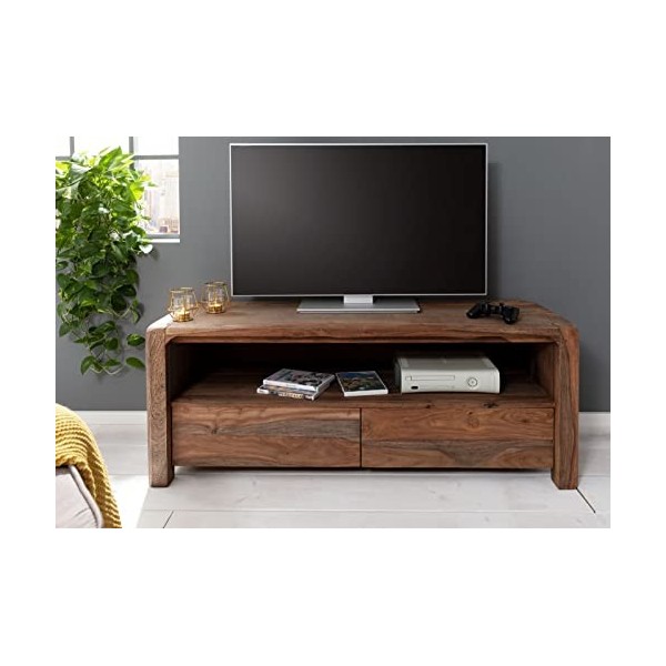 Meuble TV - Bois Massif de Palissandre huilé Gris Taupe - Bueno 2002