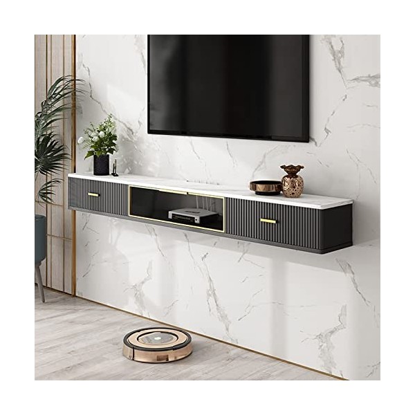 XIBANY Meuble TV Mural 120Cm Meuble TV Flottant - Meuble Central De Divertissement Mural ， Étagère De Stockage Multimédia/Vid