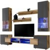 ExtremeFurniture Luck Meuble TV, Carcasse en Wotan Mat/Façade en Gris Brillant + LED Multicolores avec télécommande