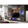 ExtremeFurniture Luck Meuble TV, Carcasse en Wotan Mat/Façade en Gris Brillant + LED Multicolores avec télécommande