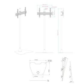 KIMEX - Support TV - Installation Sol - pour écran 32" - 75" - Hauteur 180cm - Fonction inclinable - Vesa 600x400 Max - 032-2