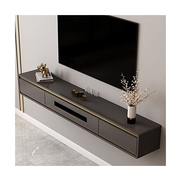 XIBANY Meuble TV Mural Meuble TV Flottant, Meuble Console Média De Centre De Divertissement Mural, avec Étagère De Rangement/