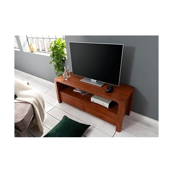 MASSIVMOEBEL24.DE Meuble TV - Bois Massif dacacia huilé Miel - Bueno 3002