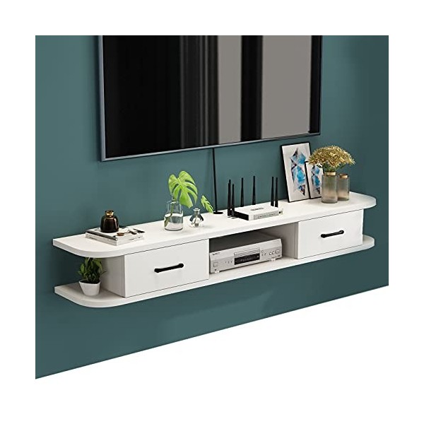 HeEdz Support Flottant Mural, étagères de Rangement pour Chambre à Coucher, étagère vidéo O, Console multimédia Murale avec 2