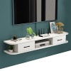 HeEdz Support Flottant Mural, étagères de Rangement pour Chambre à Coucher, étagère vidéo O, Console multimédia Murale avec 2