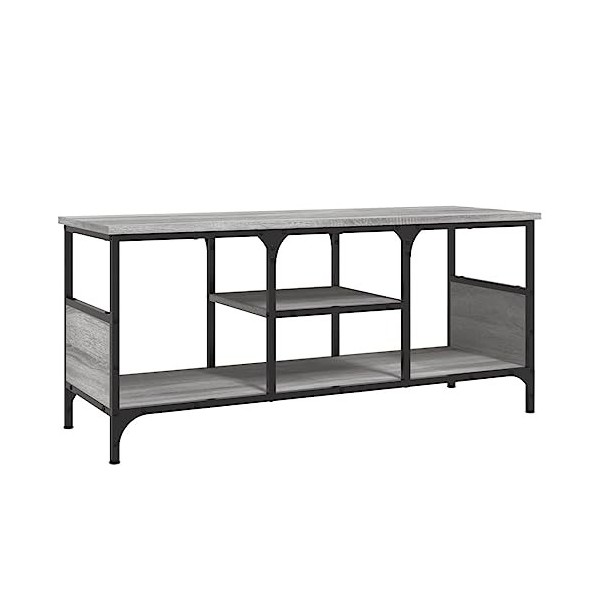 ZEYUAN Meuble TV Sonoma Gris 100x35x45 cm Bois dingénierie et Fer,Meuble TV Longueur,Meubles De Salon TV,Meuble Bas Salon